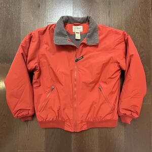 L.L.Bean Jacket Orange with Grey Fleece Collar Men's Size Large